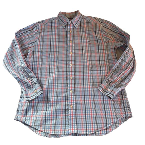 Vineyard Vines Whale Shirt Slim Fit Pastel Plaid Button Up Long Sleeve Large - Picture 2 of 13